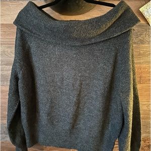 H&M Cowl Neck Pullover Grey Wool Blend Knit Sweater Women's Size Medium